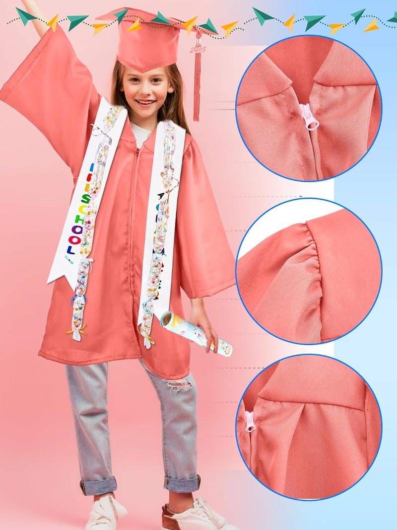 Flotory Unisex Kids Kindergarten Graduation Gown Cap Tassel Stole Preschool Graduation Gown Robes Certificate for Boy Girl - Image 3